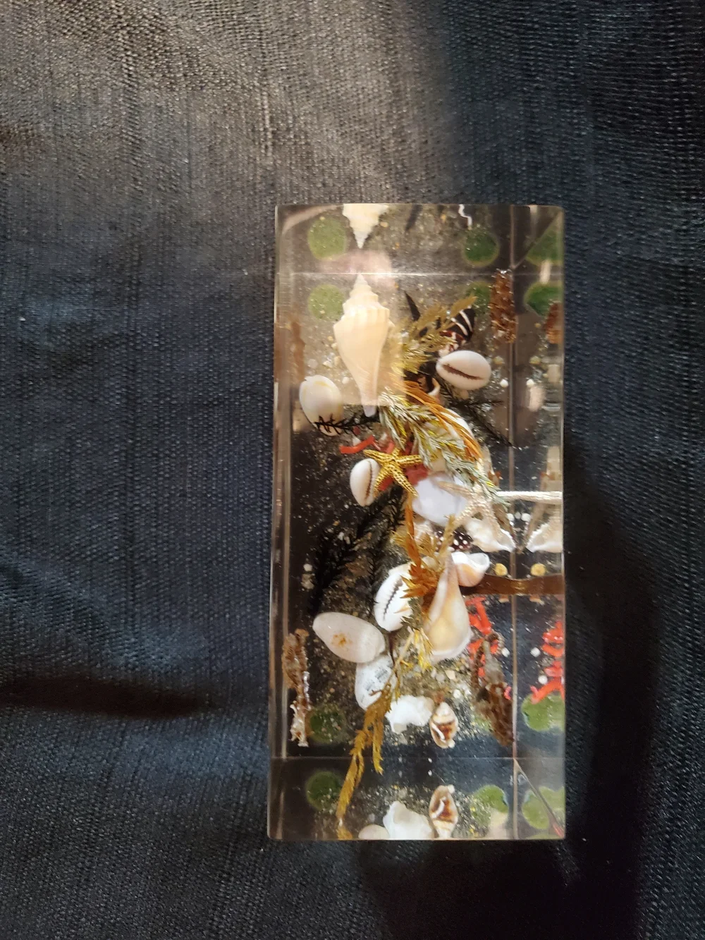 Vintage Mid-Century Canadian Lucite Seahorse Acrylic Block Paperweight